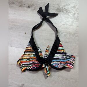 Venus Belize Halter Bikini Top, Multicolor Stripe, Size B